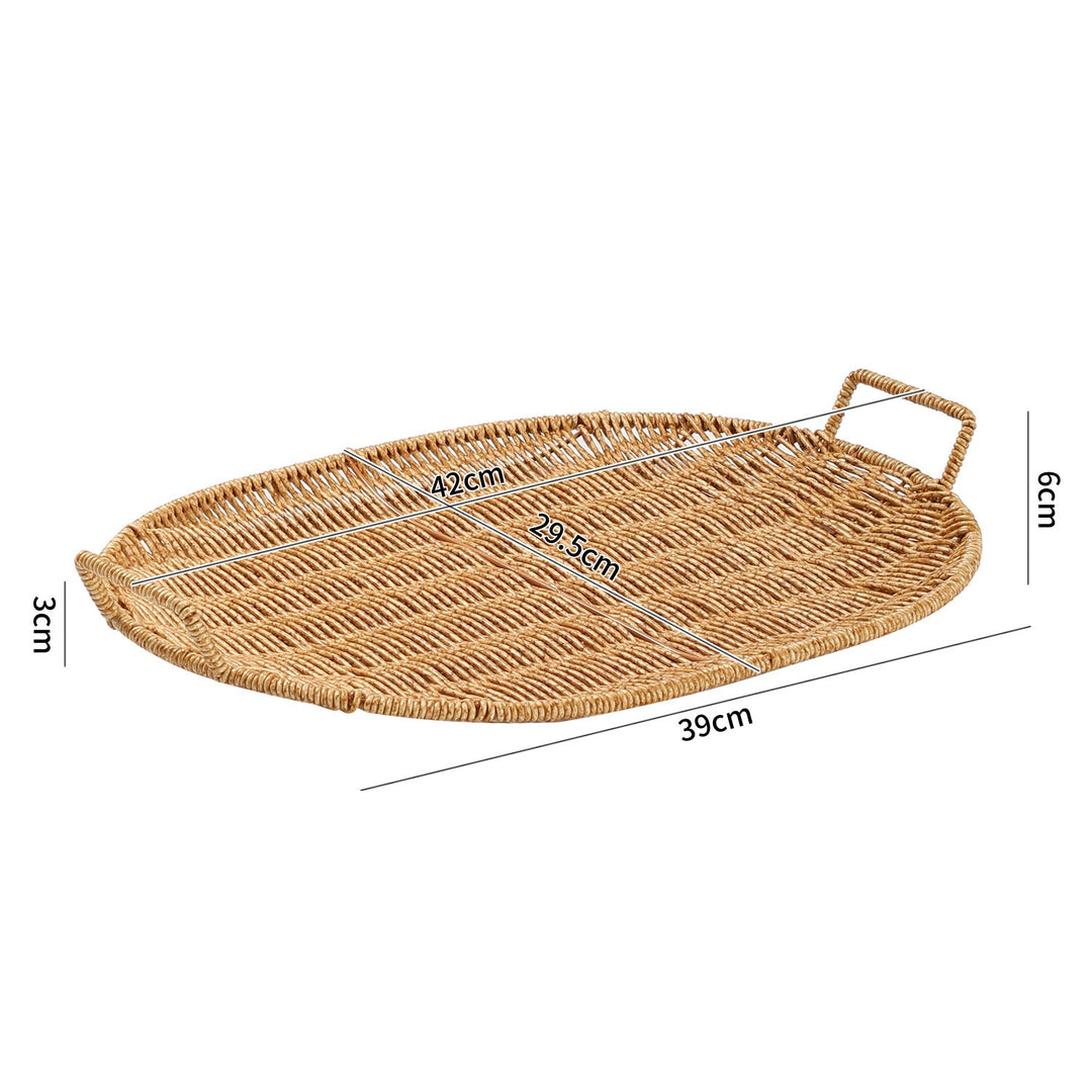 Handwoven Round Serving Tray with Ergonomic Handles Stornfield