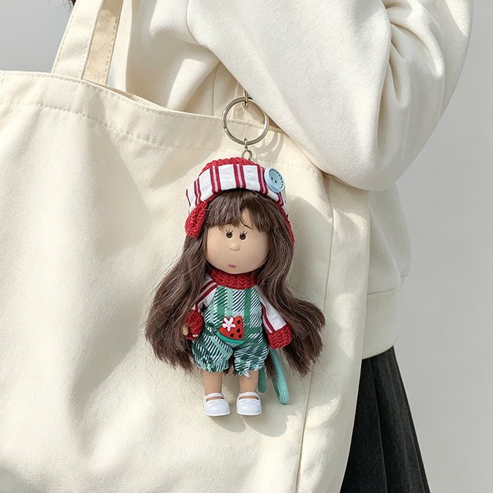 Hooded Doll Bag Charm Keychain with Denim Outfit & Loop Strap Stornfield