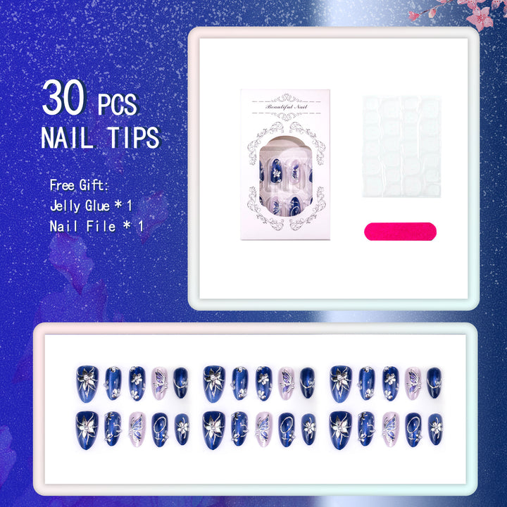 Decorative Floral Hinged Press-On Nail Set