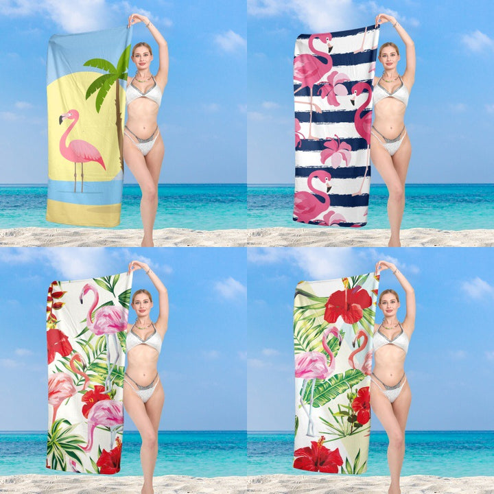elegant and functional beach towel with tropical flamingo design Stornfield