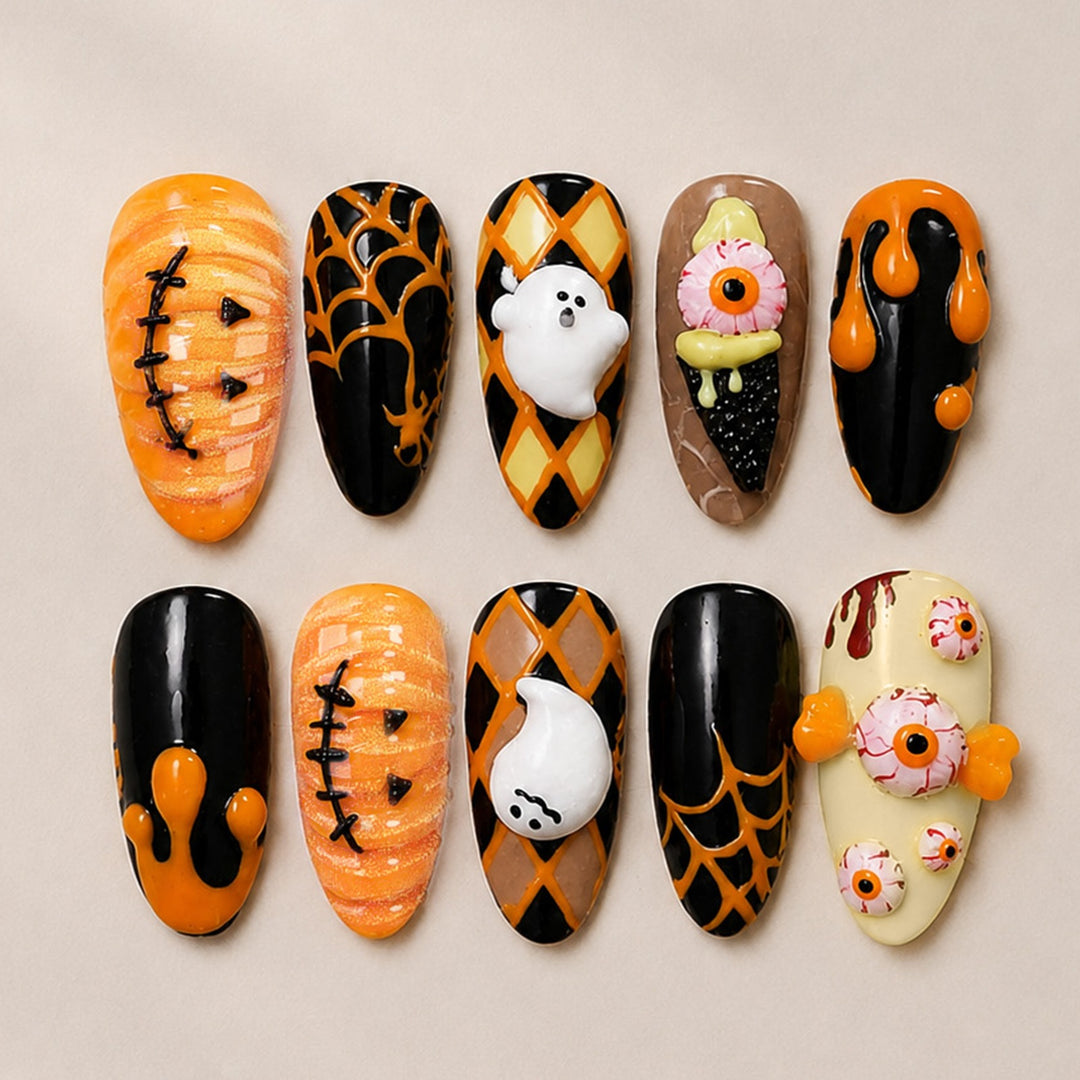 Creative nail art set with unique Halloween designs Stornfield