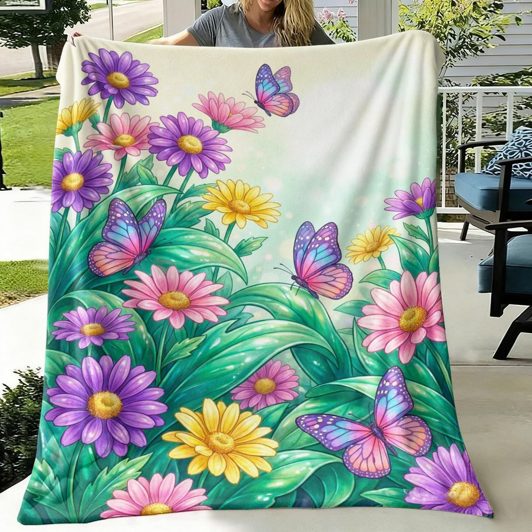 Vibrant Floral Print Throw Blanket