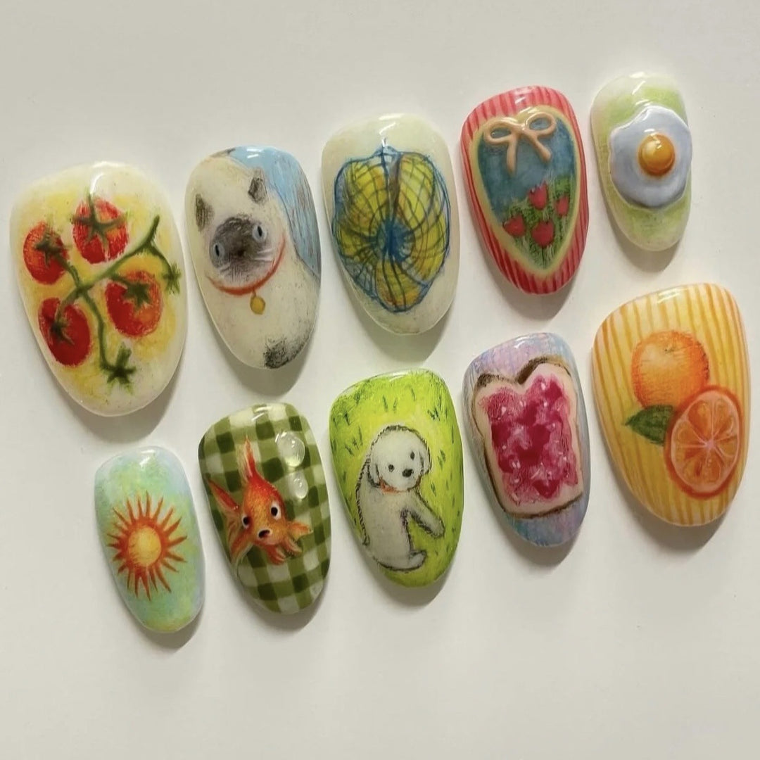 Playful Fruit-Themed Press-On Nail Set