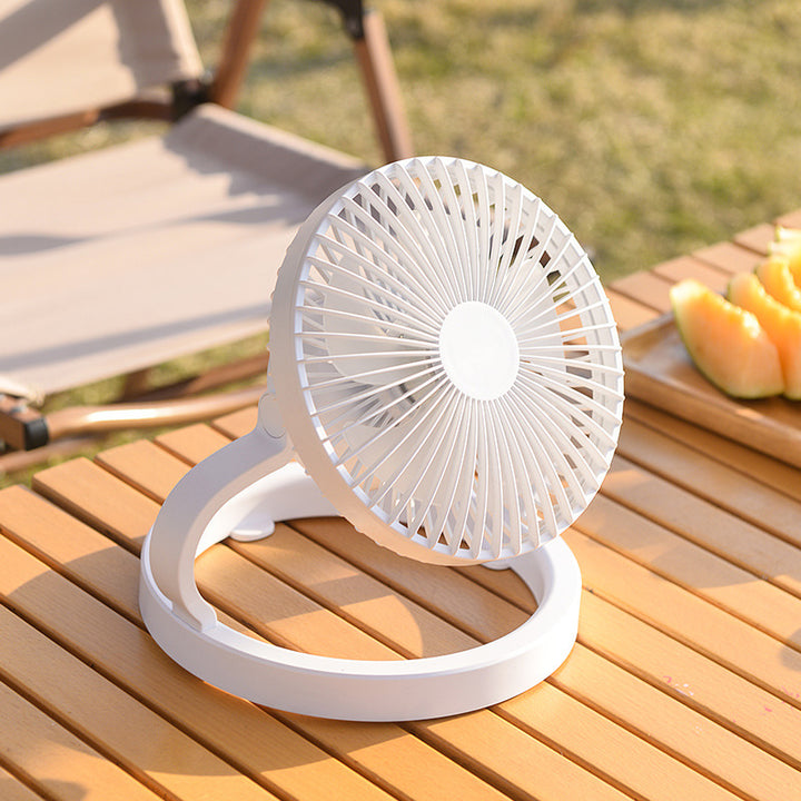 Unisex rechargeable table fan with foldable stand, adjustable angle, and silent DC motor Stornfield