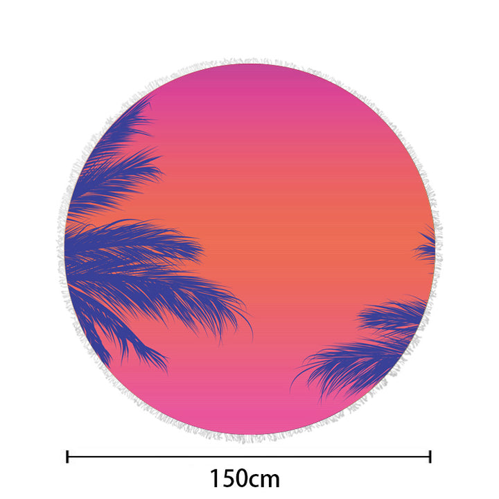 round beach towel with cheerful palm motif Stornfield