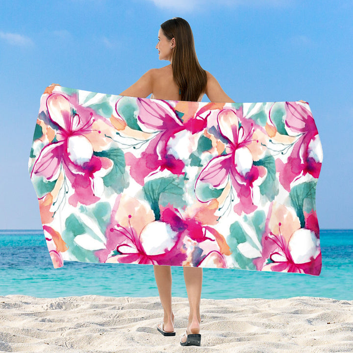 Beach towel with elegant floral watercolor design Stornfield