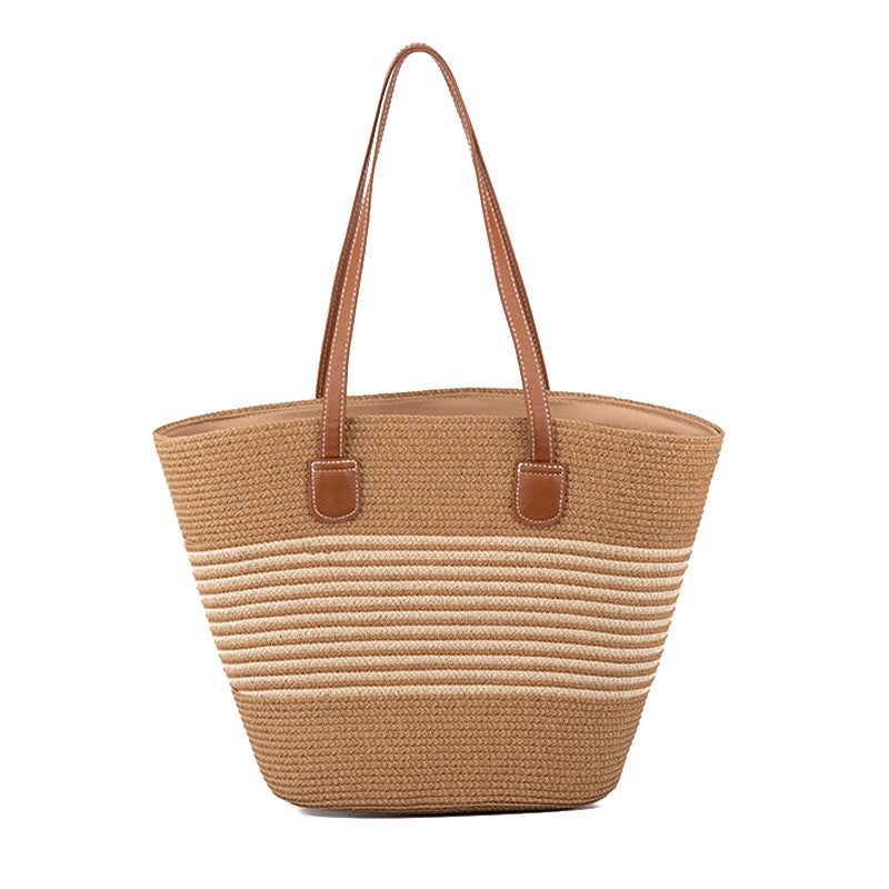 Straw shopping bag with structured accents Stornfield