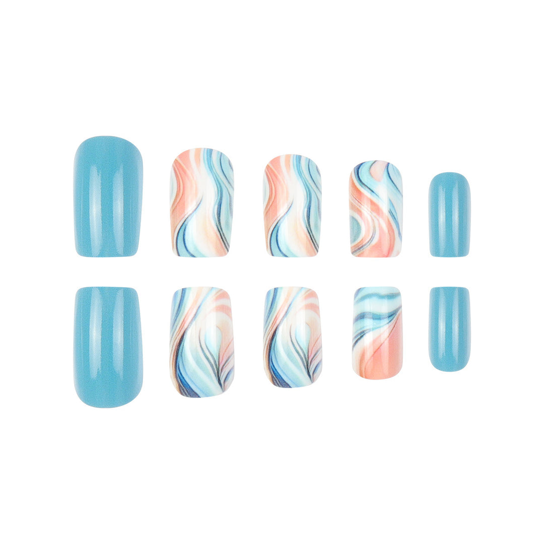 Marble-Effect Press-On Nail Set Stornfield