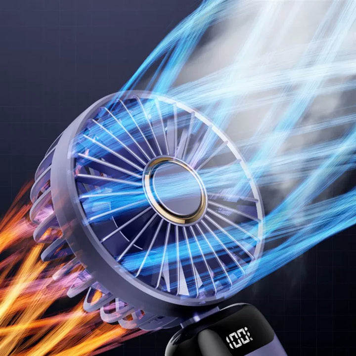 Unisex One Size Foldable Rechargeable Hand Fan with LED Battery Status Indicator and Removable Charging Station Stornfield