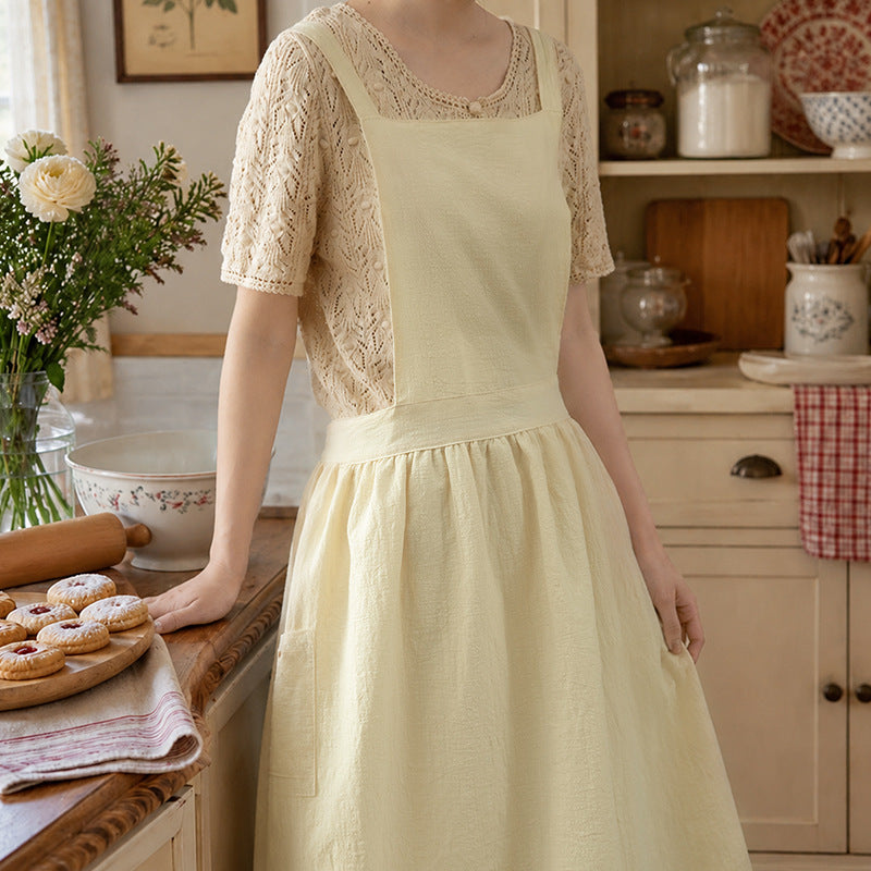 Casual apron dress with adjustable straps, gathered waist and side pockets Stornfield