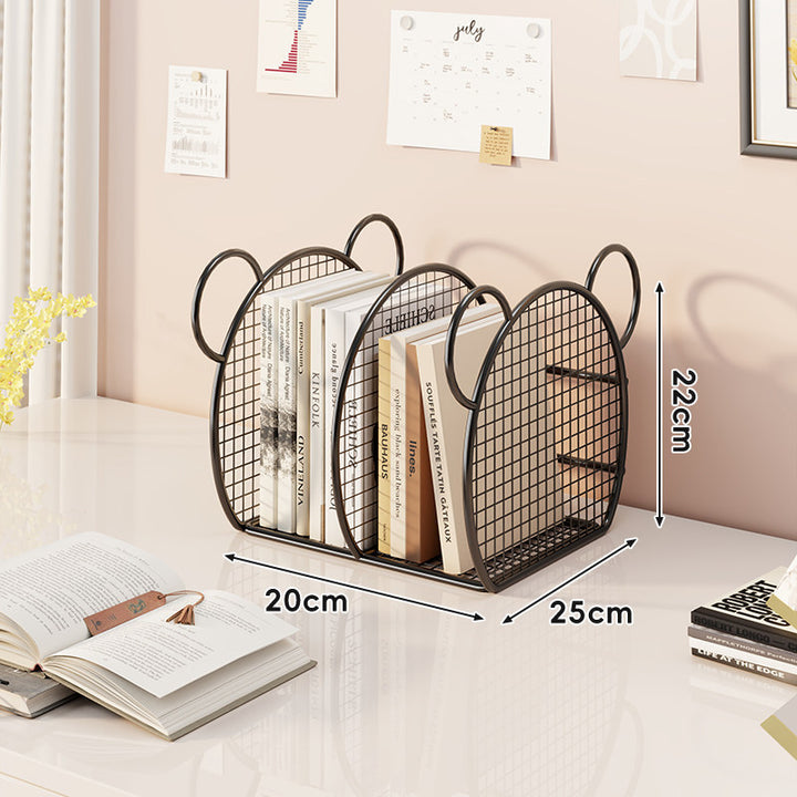 Desk Mesh Multi-Slot Book and File Organizer with Arched Dividers