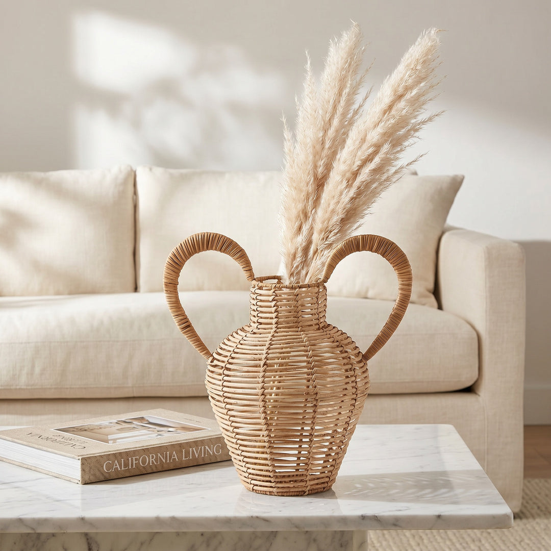 Decorative vase made of woven natural material Stornfield