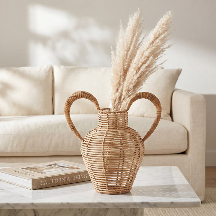 Decorative vase made of woven natural material Stornfield