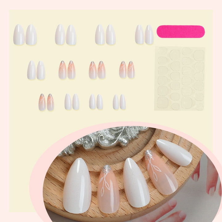 Luxurious Faux Finish Press-On Nail Set with Elegant Floral Design Stornfield