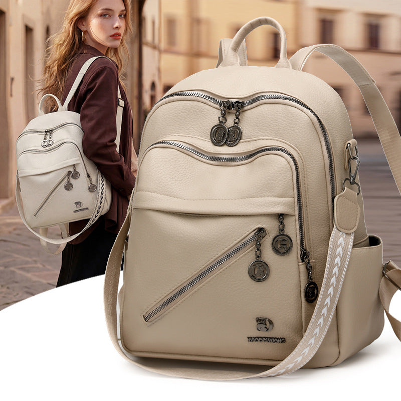 Multi-Compartment Stylish Leather Backpack Stornfield