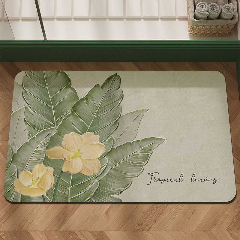 Floral Print Bathroom Mat