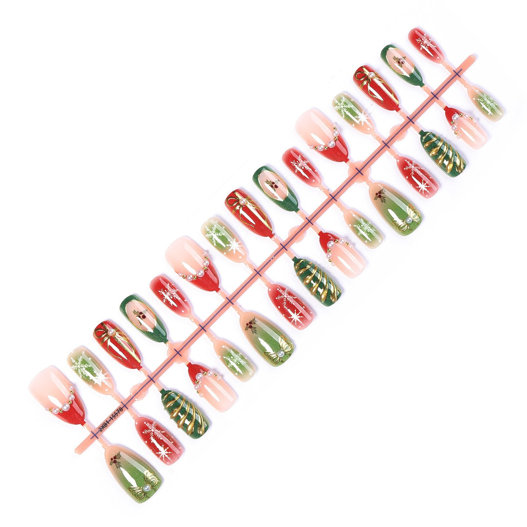 Artificial nail set with festive Christmas designs Stornfield