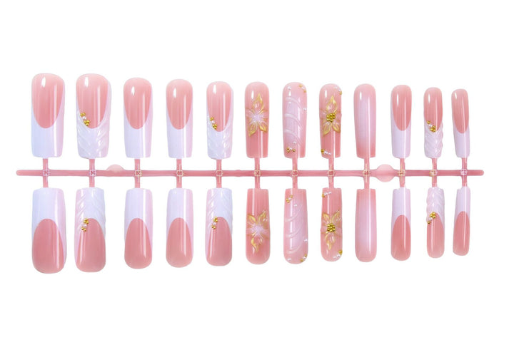 Acrylic nail set with elegant floral designs Stornfield