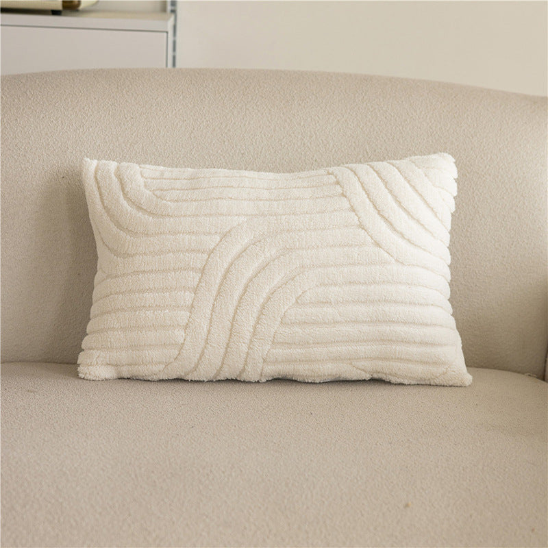 Decorative Rectangular Bouclé Textured Lumbar Throw Pillow