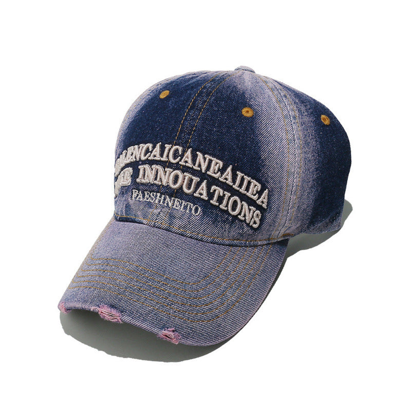 Women's Distressed Denim Graphic Baseball Cap Stornfield