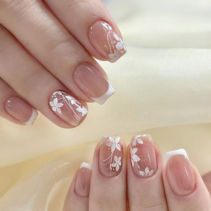 Elegant Floral Bow Press-On Nail Tips Stornfield