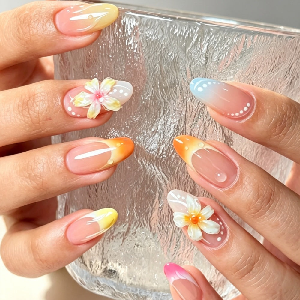 Artificial nails with color accents and floral design Stornfield