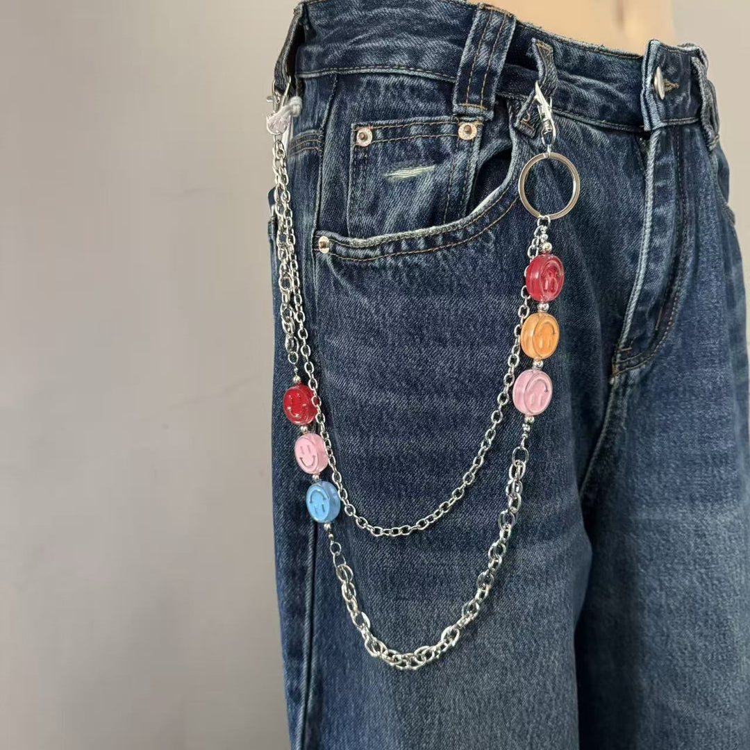 Fashionable chain belt with colorful pendants Stornfield