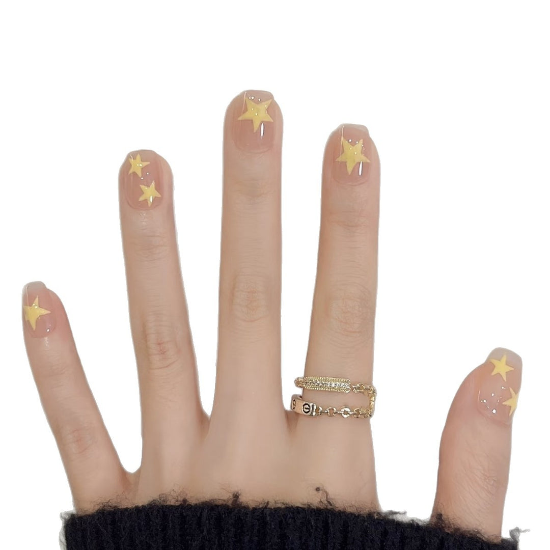 Decorative Press-On Nail Art Set with Star Motifs
