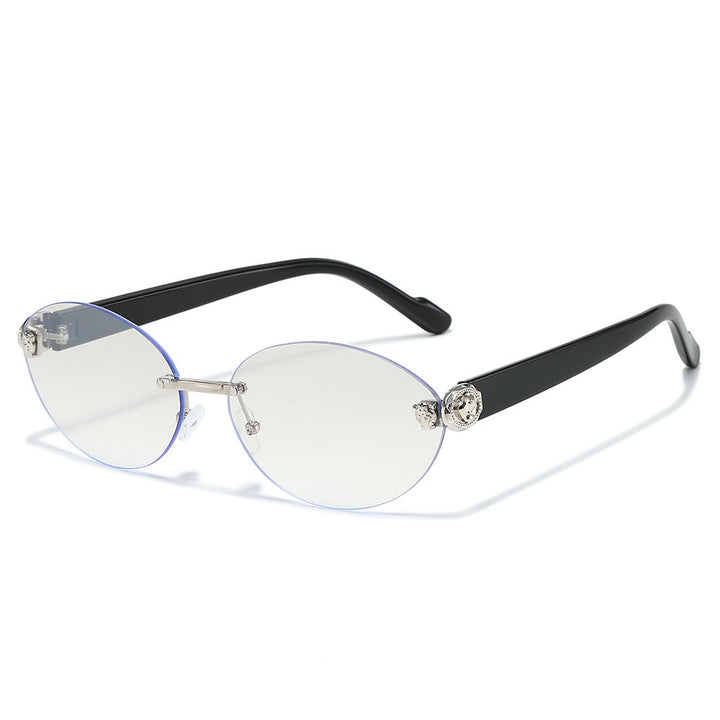 Designer Oval Frame Sunglasses with Decorative Accents Stornfield