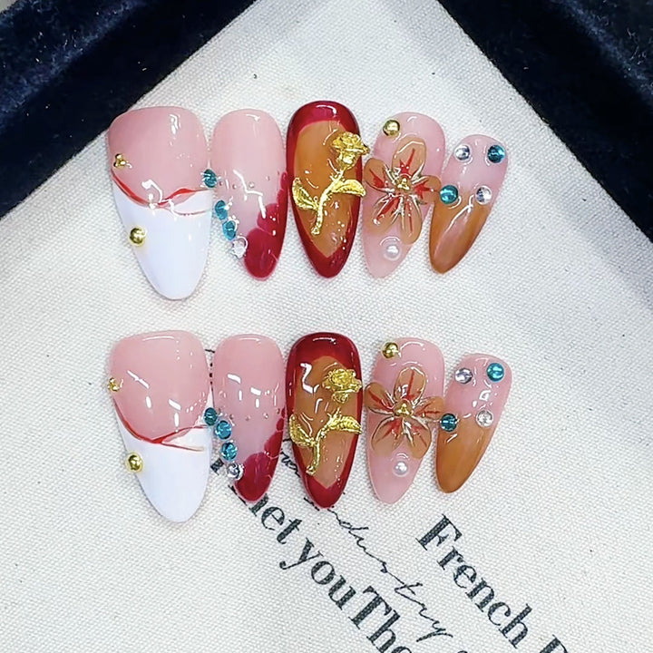 Artistic Decorated Press-On Nail Set Stornfield