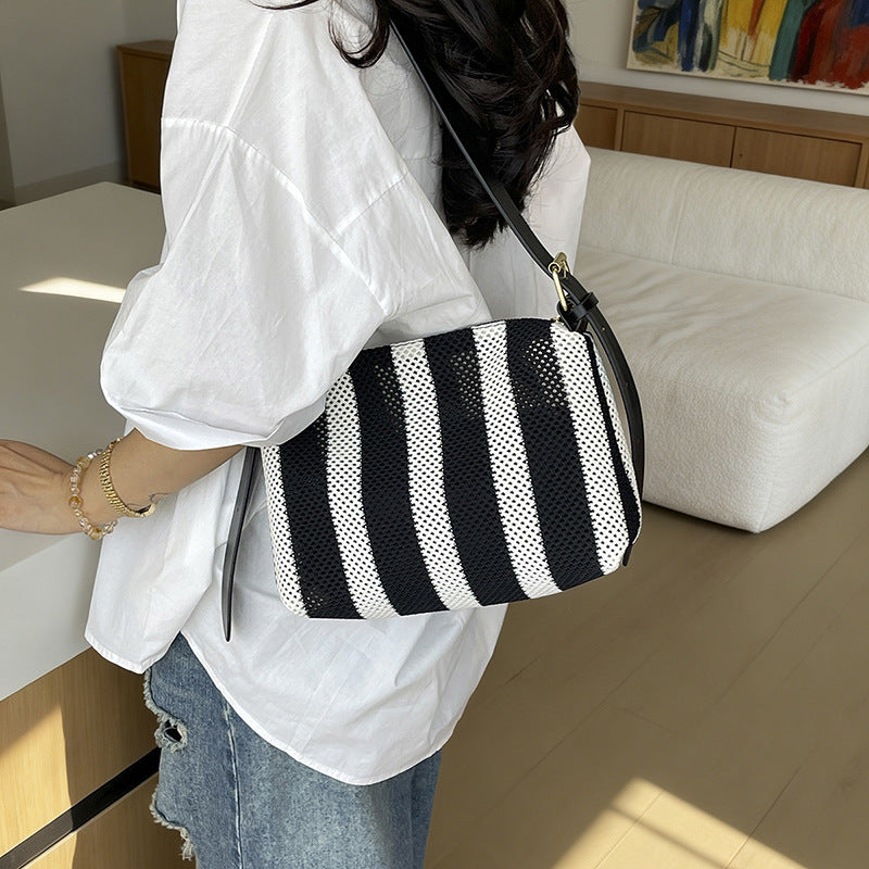 Textured Stripe Shoulder Bag
