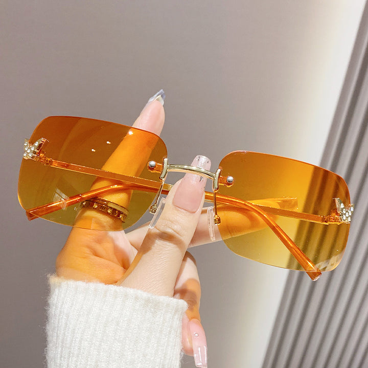 Women elegant oversized sunglasses with woven golden frame Stornfield