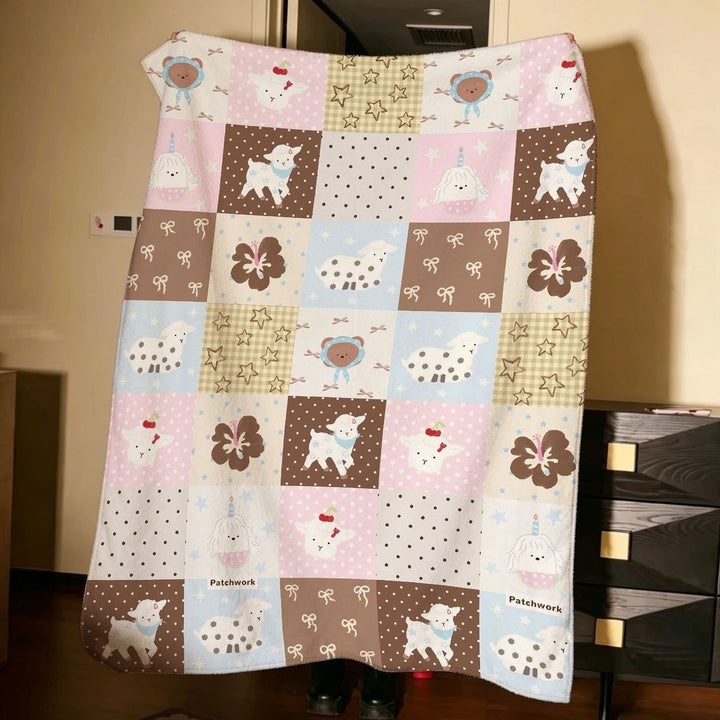 Cozy Cartoon Patchwork Throw Blanket