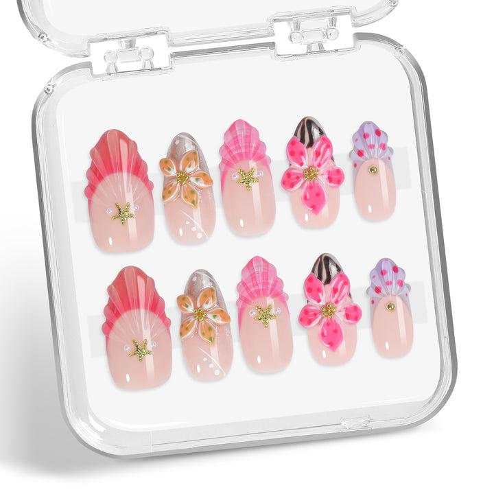 Creative nail art set with blooming floral elements Stornfield