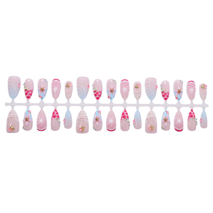 Artistic Press-On Nail Set with 3D Elements Stornfield