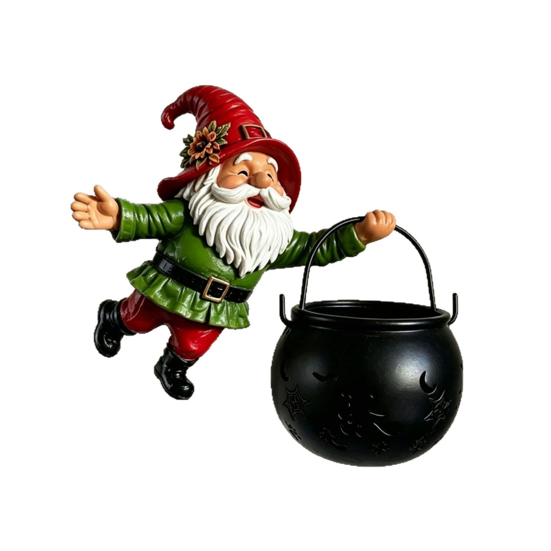 Decorative garden gnome figure with cauldron Stornfield