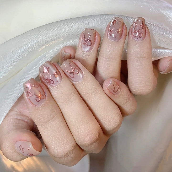 Decorative Press-On Nail Set with Artistic Patterns
