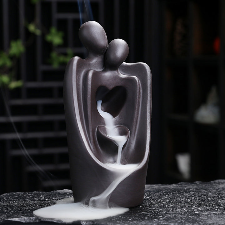 Artistic Couple Figurine Waterfall Incense Holder