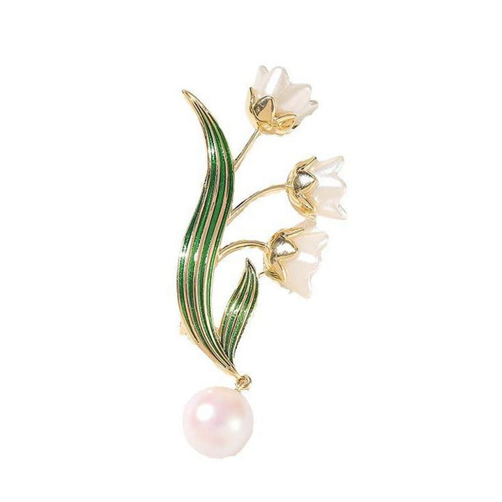 Elegant flower brooch with pearl pendant Stornfield