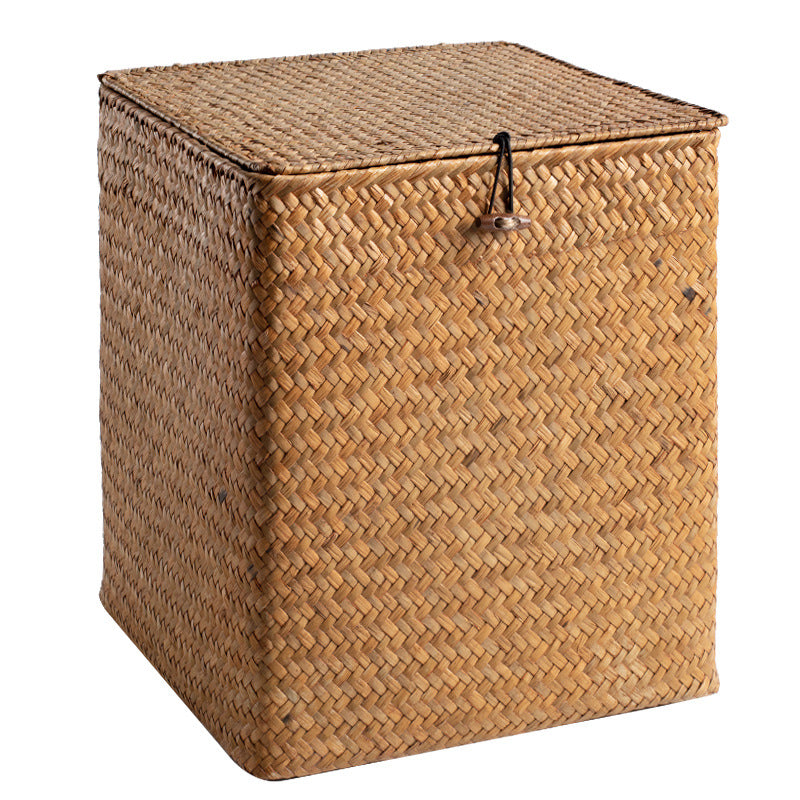 Unisex Rectangular Storage Basket with Lid made of Natural Material Stornfield