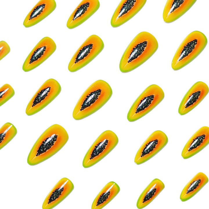 Artificial Nails in Exotic Papaya Design Stornfield