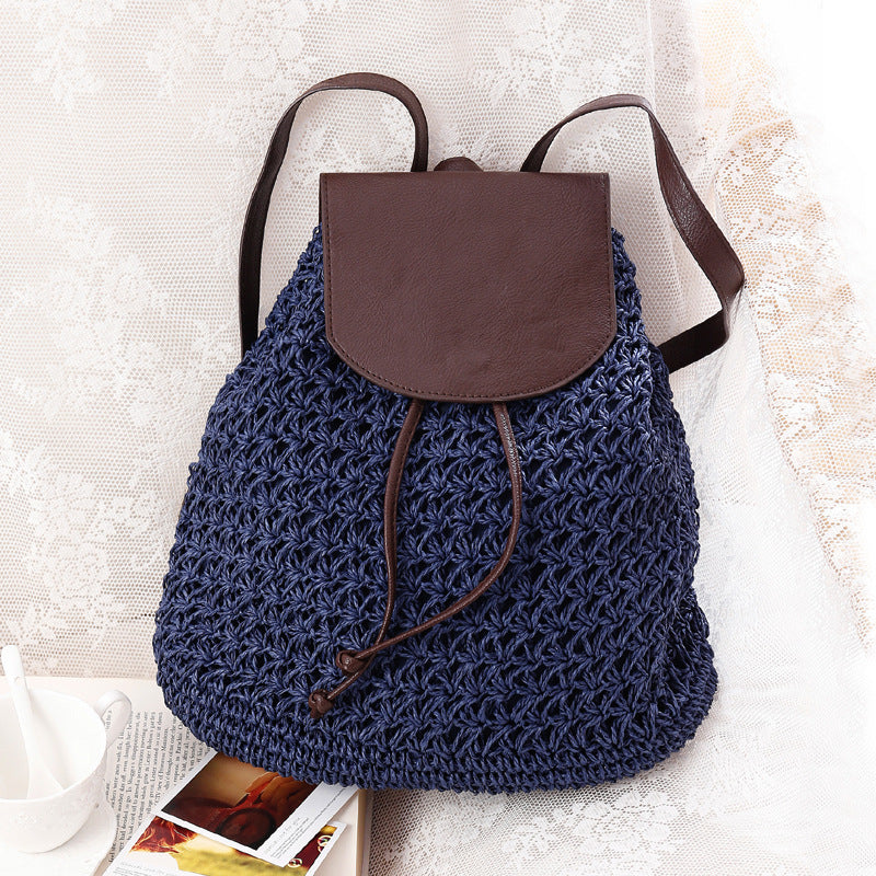 Macramee Backpack Bag with Elegant Leather Lid Stornfield