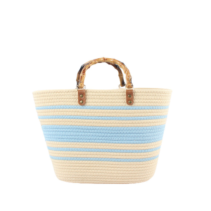 Stylish beach bag with bamboo handles Stornfield