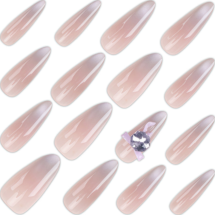 Artistic Ombre Press-On Nail Design with Crystal Accent Stornfield