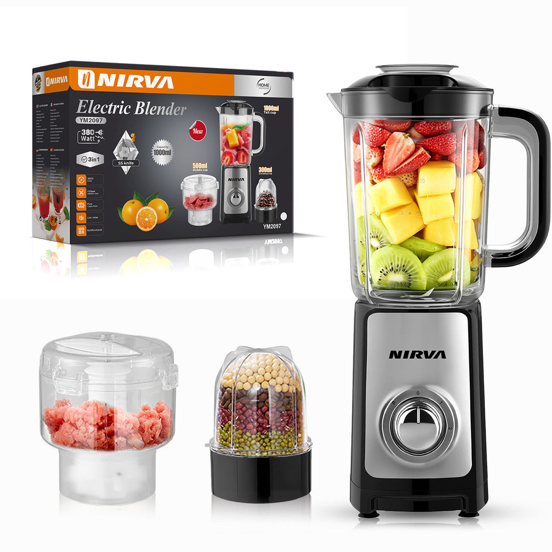 High-Power Multi-Functional Electric Blender with Chopper and Juicing Attachments Stornfield