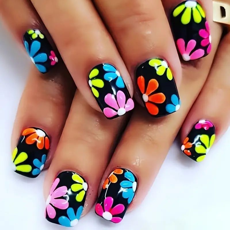 Floral Themed Acrylic Nail Art Stornfield