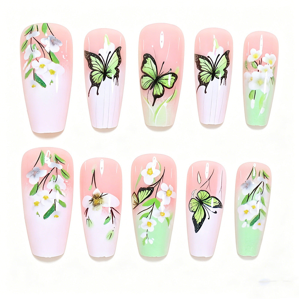 Artistic Butterfly and Floral Press-On Nail Set Stornfield