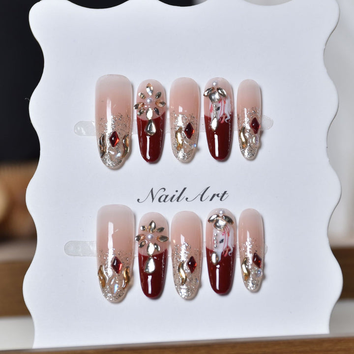 Artistic 3D Gemstone Embellished Nail Art Extensions Stornfield