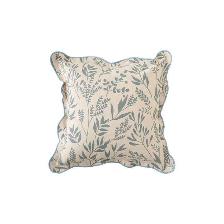 Square decorative cushion cover with wavy edge and botanical print Stornfield