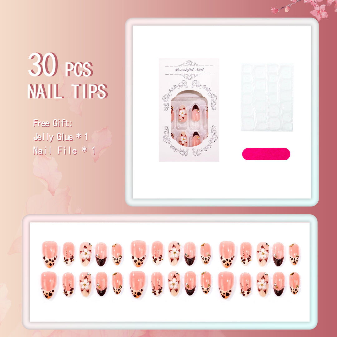 Elegant Floral-Embellished Press-On Nails